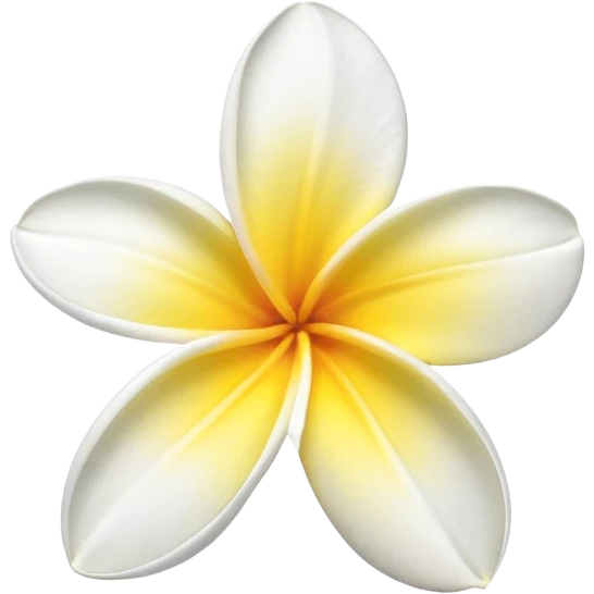 plumeria flower with five white petals and yellow center emoji