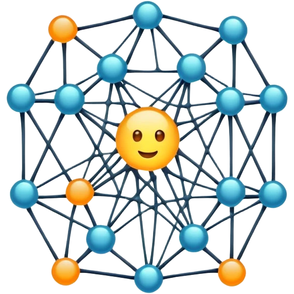 cartoon neural network with glowing nodes and connections emoji