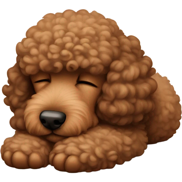 Brown poodle asleep emoji