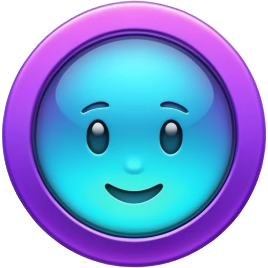 futuristic glowing clapp, purple and cyan glow, dark background emoji