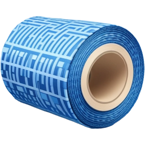 blue roll of fabric with digital pattern, smart fabric, high-tech textile emoji