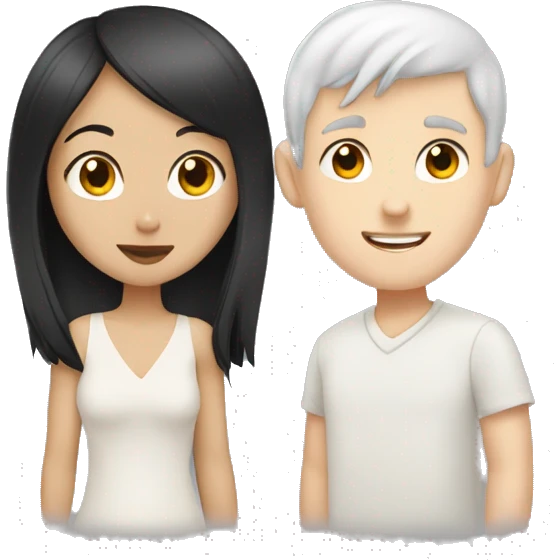 White boy in love with Asian girl emoji