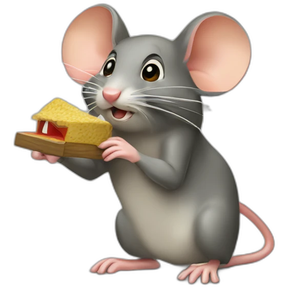 a mouse captured by a mouse trap emoji