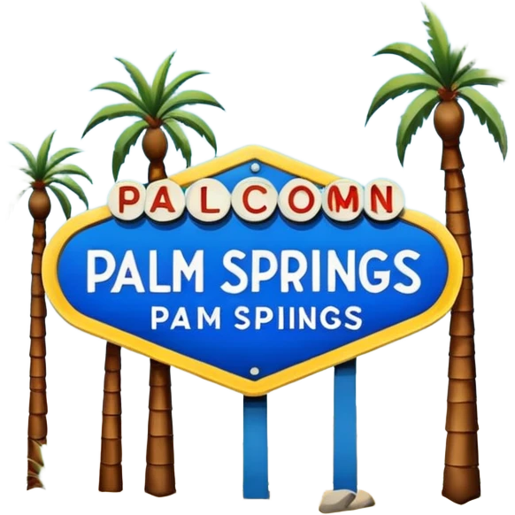 Palm Springs sign with palm trees emoji