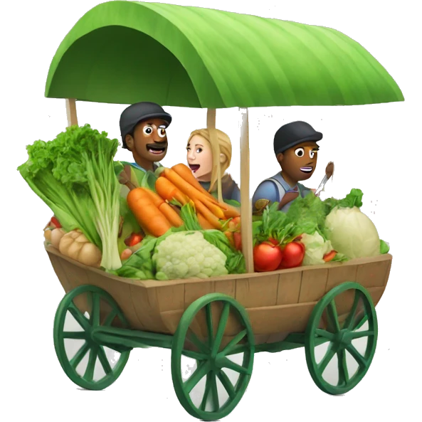 people riding a vegetable cart emoji
