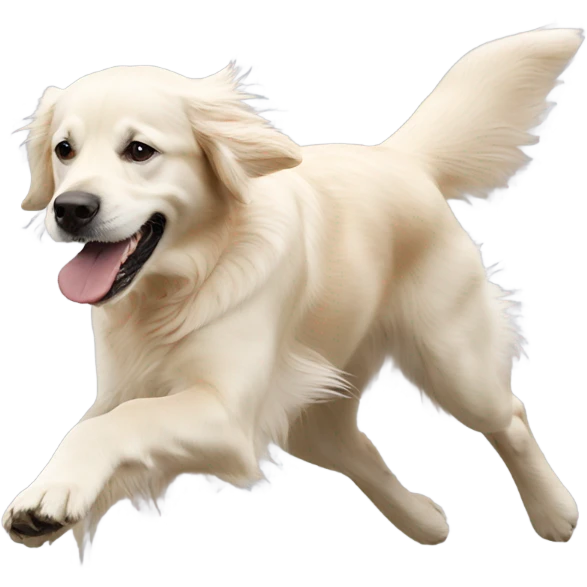 white golden retriever chasing its own tail emoji