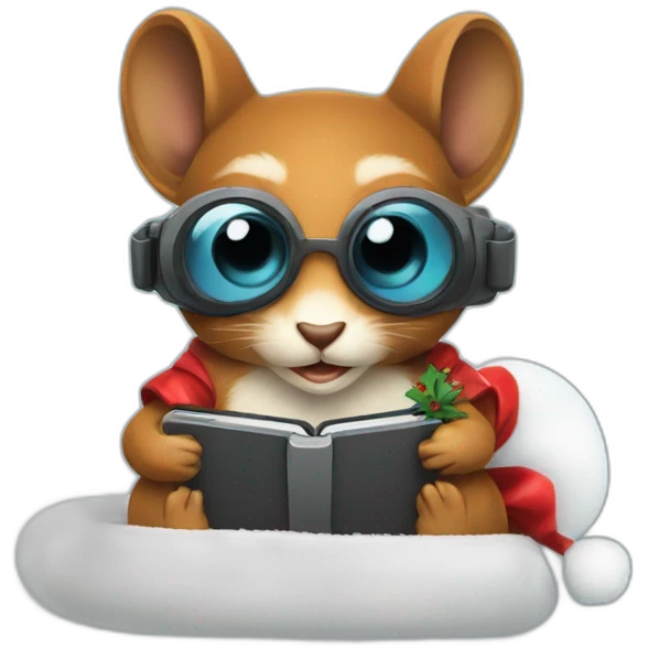 sitting christmas squirel holding vr glasses emoji