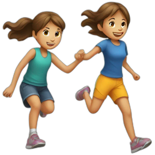 girl & boy playing tag emoji