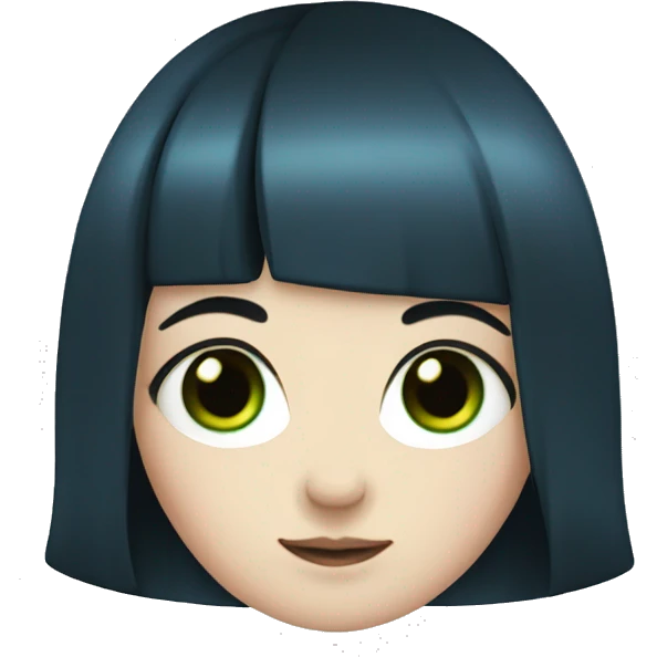 Girl with green eyes, pale skin, blue and black hair emoji