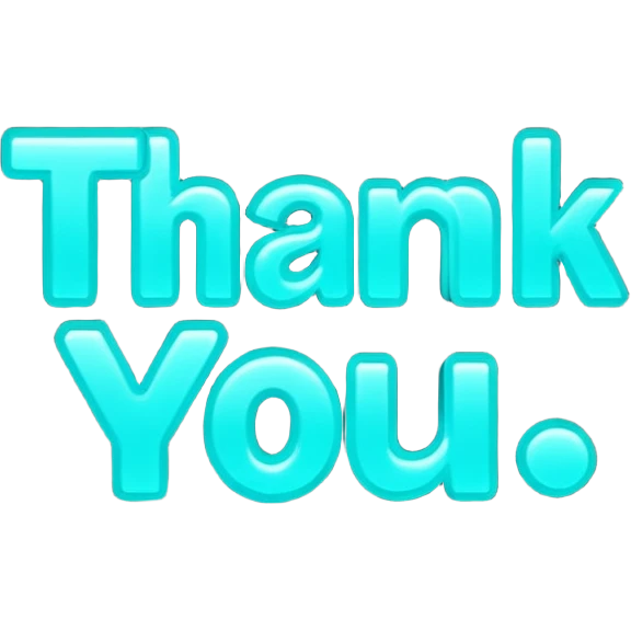 THE WORDS THANK YOU IN NEON TEAL RESEMBLING A NEON SIGN emoji