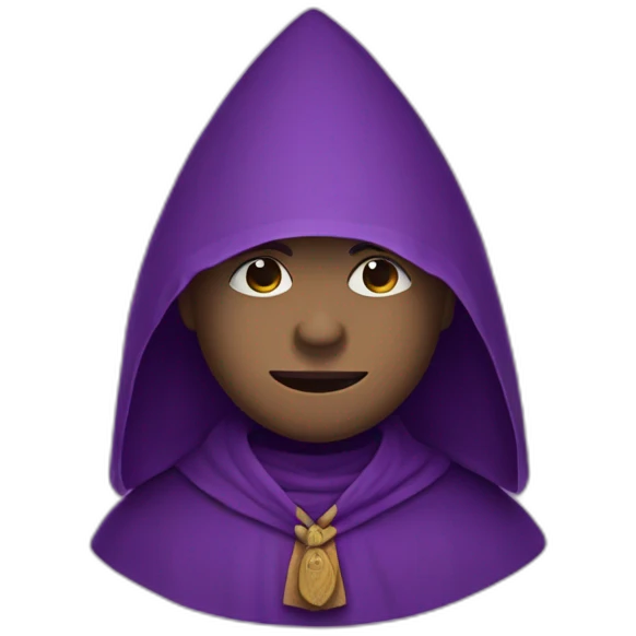 a purple monk with a triangular hood-style hat from ancient guatemala emoji