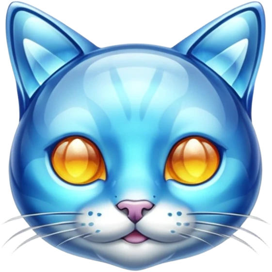 transparent cat, shiny and translucent glass style emoji