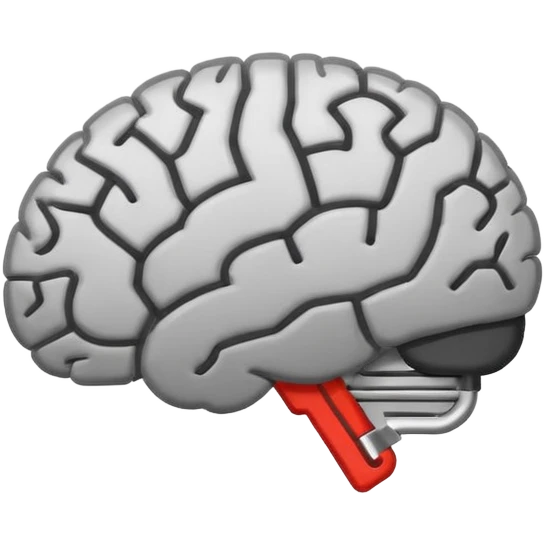 A simple emoji of a brain with a horizontal loading bar underneath, partially filled, flat emoji style, bold outline, minimal details emoji