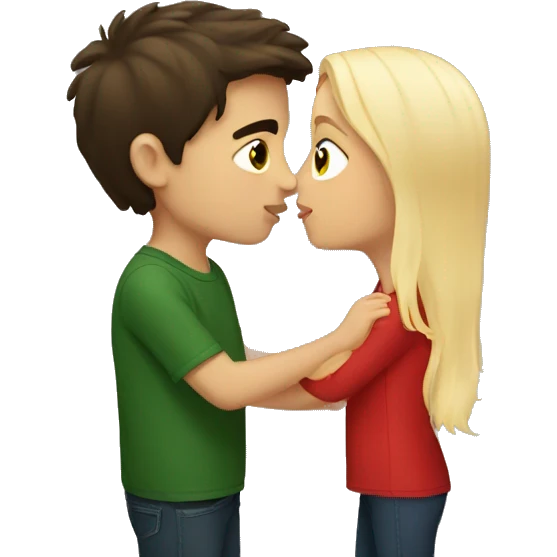 Brunette kissing blonde boy  emoji