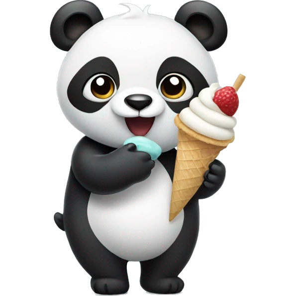 Panda eating ice cream emoji