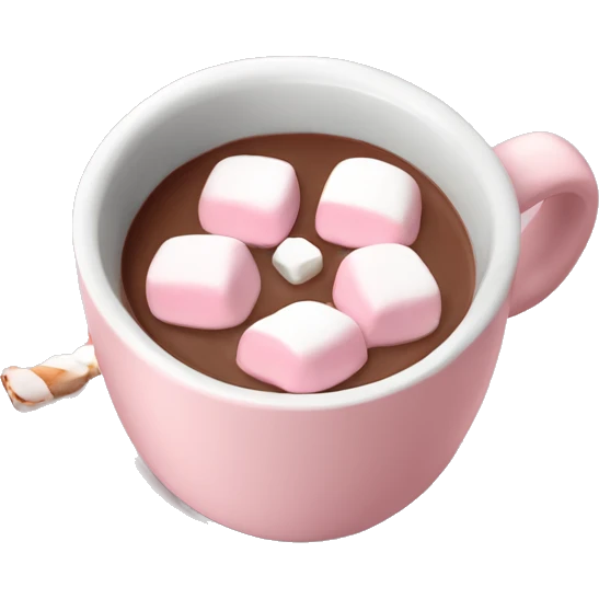 Light Pink mug of hot chocolate with marshmallows  emoji