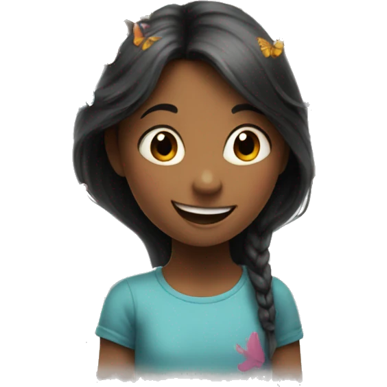girl coming out of butterflies from happy children emoji