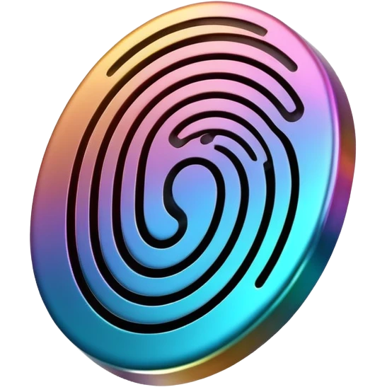 I want a logo that shows that you can create your own digital fingerprint, so that the logo is a fingerprint, but in a futuristic and professional way, and it looks very elegant, using colors that make it look like it belongs to the wealthy.I want it to be 3D. emoji
