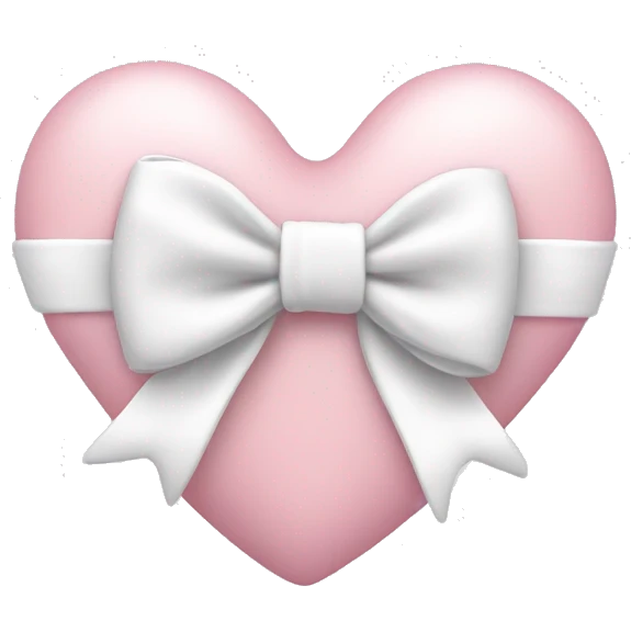 Pastel pink heart with white bow emoji