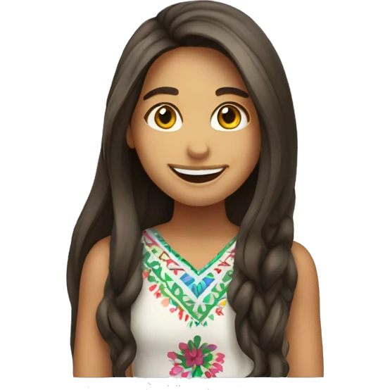 smiling girl with long hair Mexican emoji
