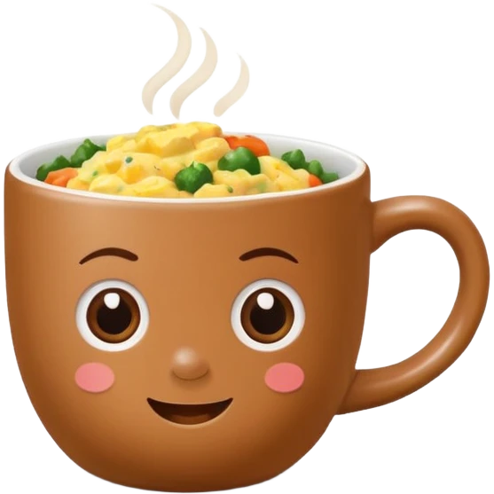 eggs with veggies and one coffee in cute mug on the side emoji