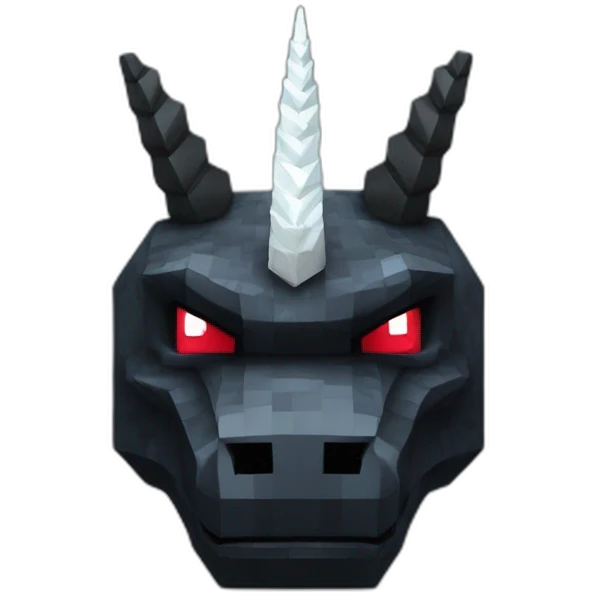 Minecraft Black Godzilla Head With Diamond Unicorn Horn emoji