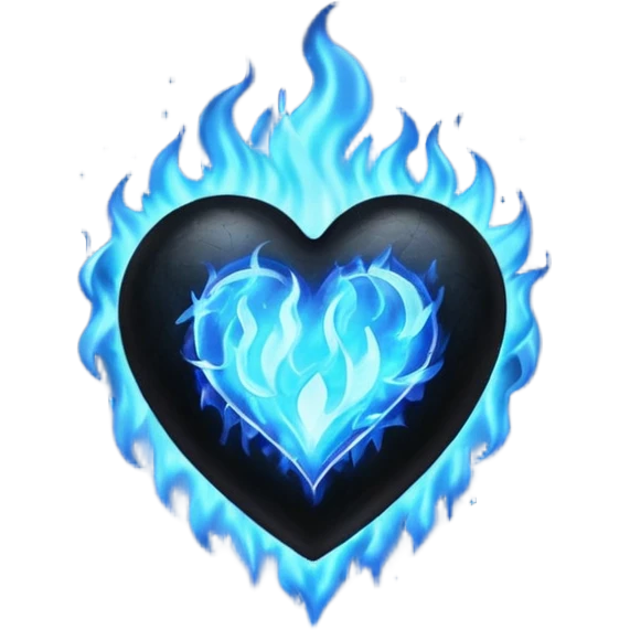 Black heart with blue fire film emoji