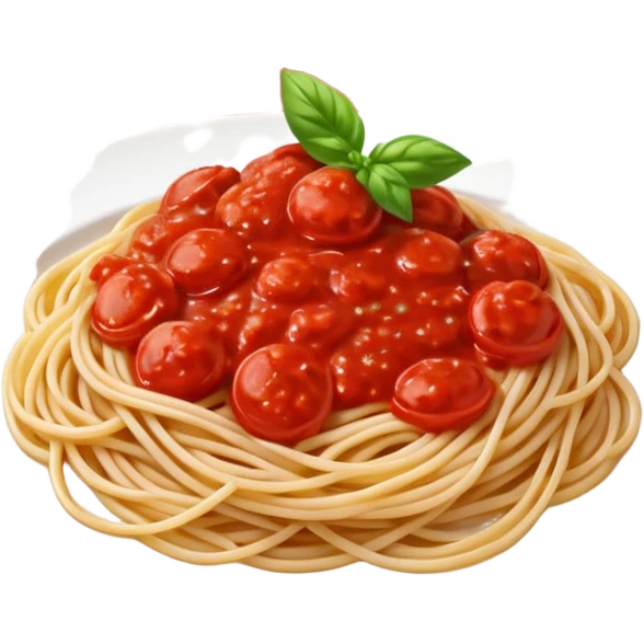 spaghetti with tomato sauce on a white plate

 emoji