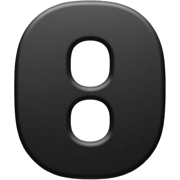 Minimal emoji, number 8 made of solid matte black metal, thick symmetrical form, subtle metal texture, deep shadows, no glow, no neon, flat emoji design, centered, transparent background emoji