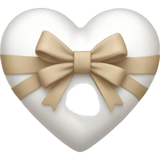 white heart with beige bow emoji