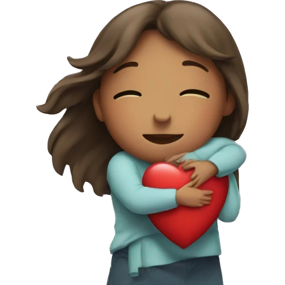 Girl and bout hugging with heart on top of them emoji