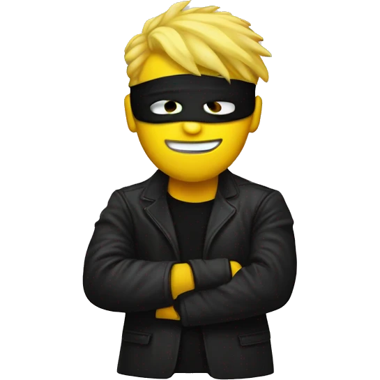 Yellow hair black masker Guy whit money bag and white black lines jacket  emoji