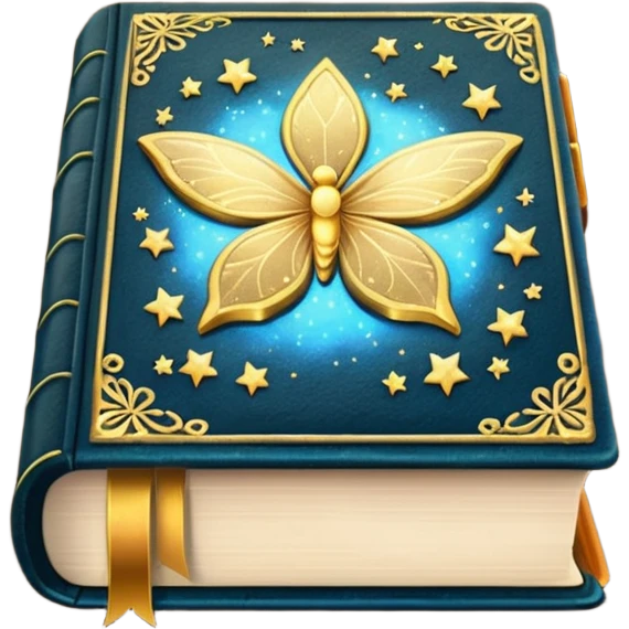 closed book with glowing edges and fairy dust, no characters emoji