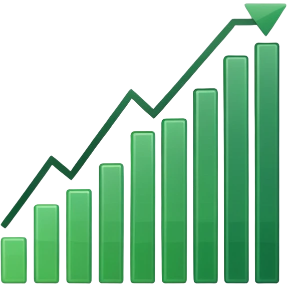 graph with line going up and the line being green emoji