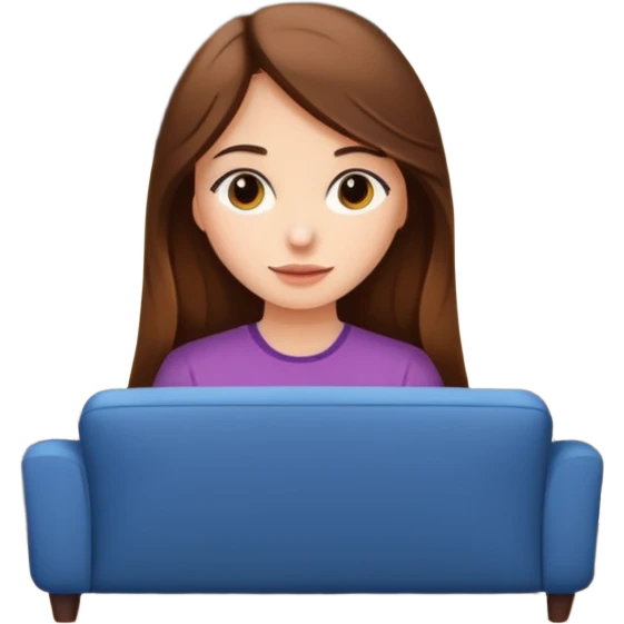 beautiful girl with long brown hair constructing new lounge room area with flat screen tv and couch emoji