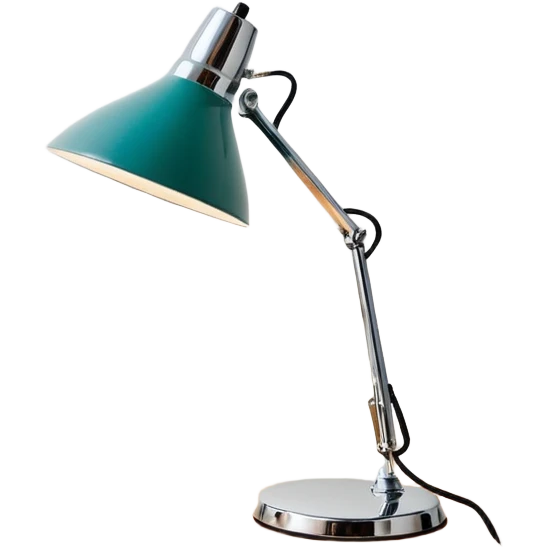 Lamp Poul Henningsen for Louis Poulsen PH 2/1 table lamp in white and chrome on a desk  emoji