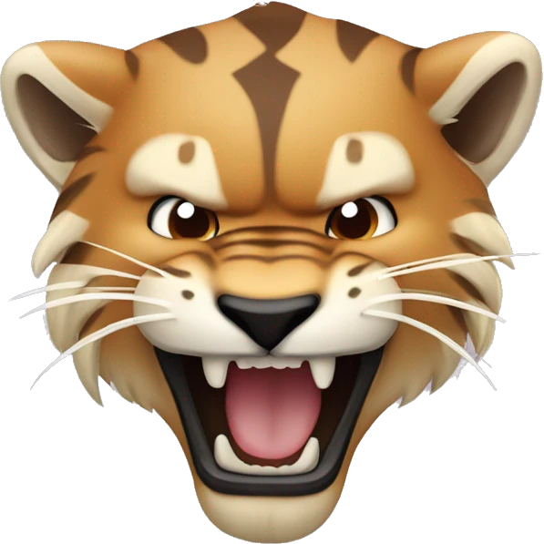 Sabertooth tiger with brown fur and large fangs emoji