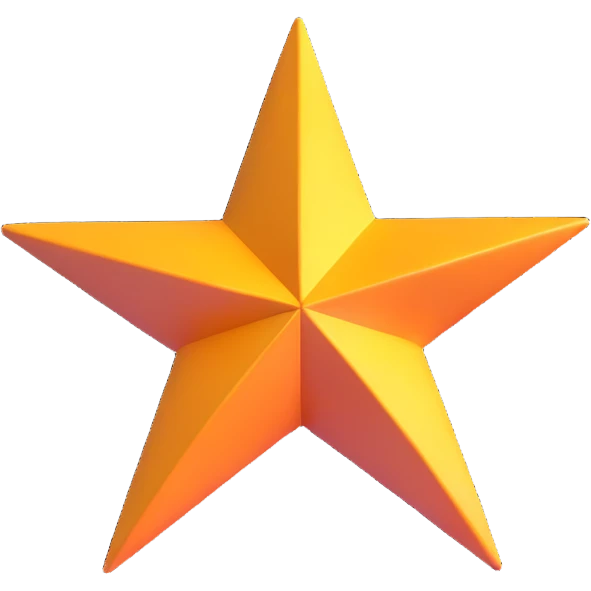 4-pointed star, three-dimensional, in a cartoon style, on a white background, bright colors, with a perspective composition, high saturation, prominent details, floating effect, lively atmosphere emoji