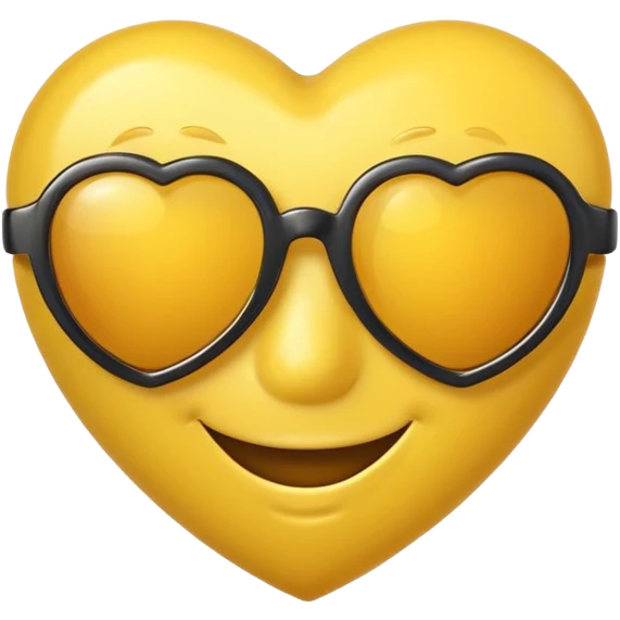 yellow heart with a smiley face and sunglasses emoji