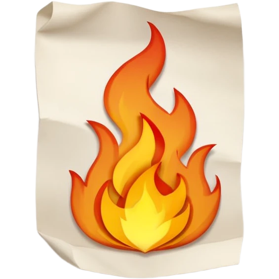 paper sheet with dialogue lines and small fire symbol emoji