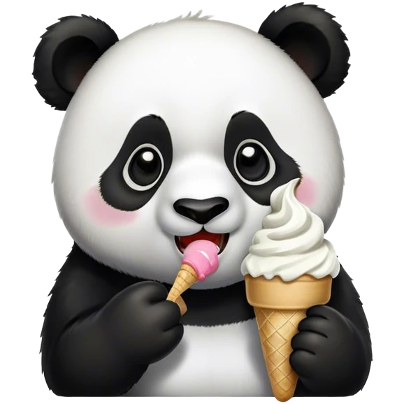 Panda eating ice creamp emoji