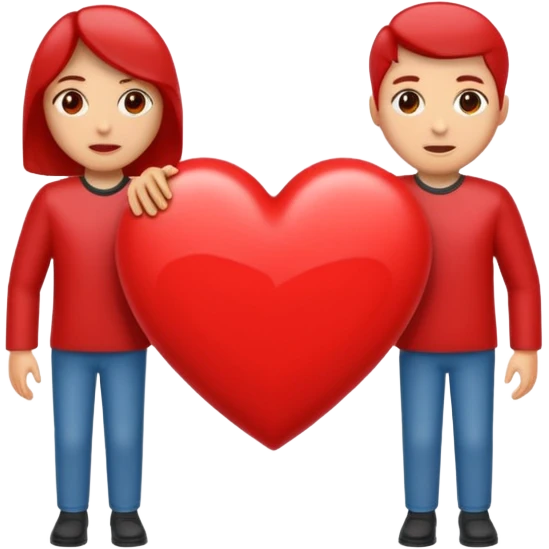 Dos personas en medio de un corazón partido en dos emoji