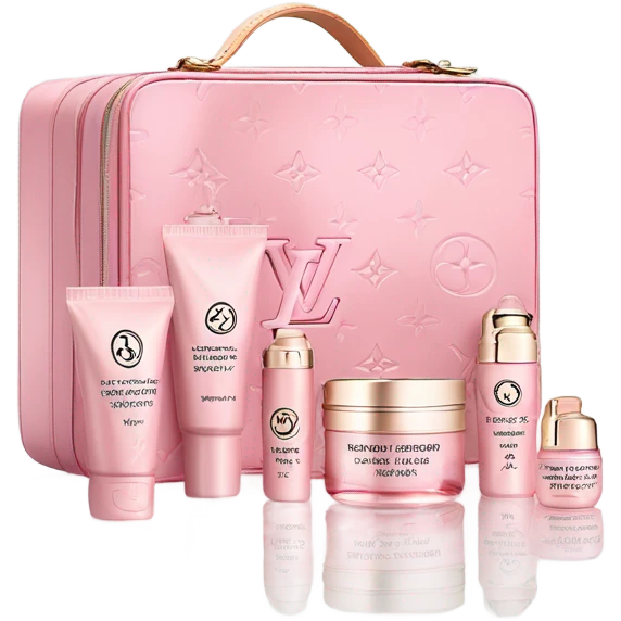 louis vuitton pink skincare kit emoji