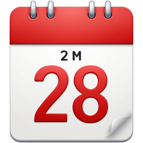 calendar with red top and number 28 emoji