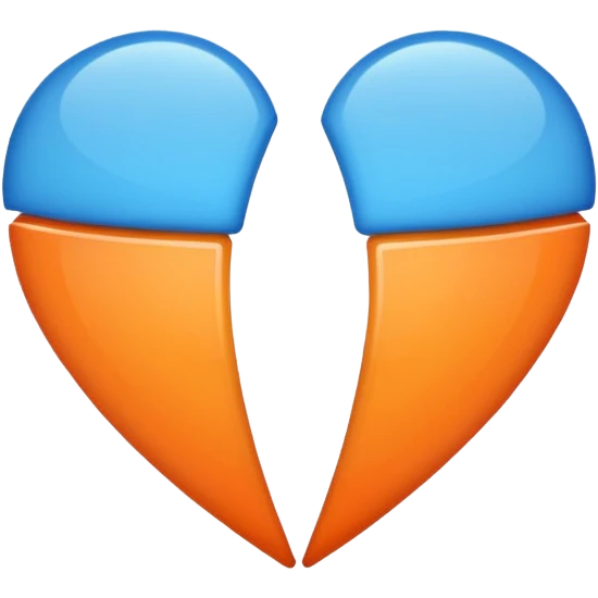 Half blue half orange heart split vertically emoji