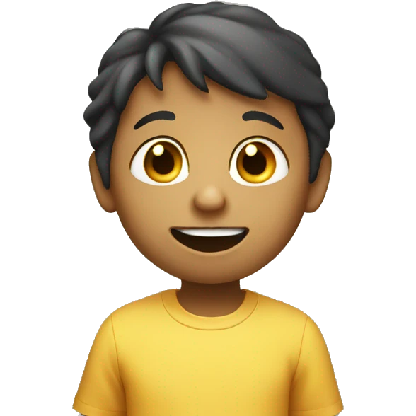 talking child with speech bubble near emoji