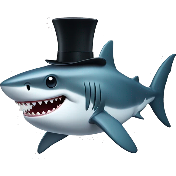 Shark with a top hat emoji