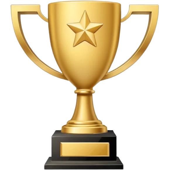 Minimal line-art trophy icon, front-facing, simple outlines, clean modern style, slightly 3D, no background, transparent, represents “wins / achievements emoji