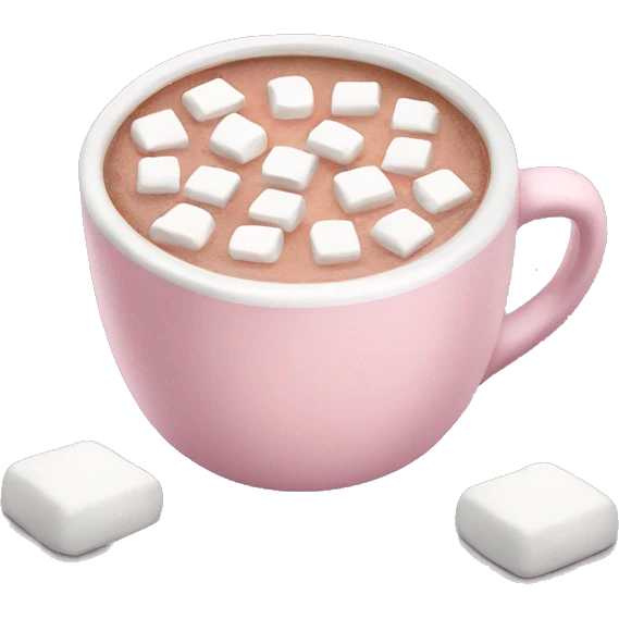 Light Pink mug of hot chocolate with marshmallows  emoji