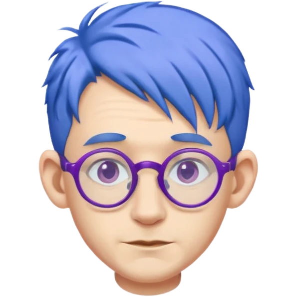 blue haired man with big ears and purple earrings and spectacles emoji
